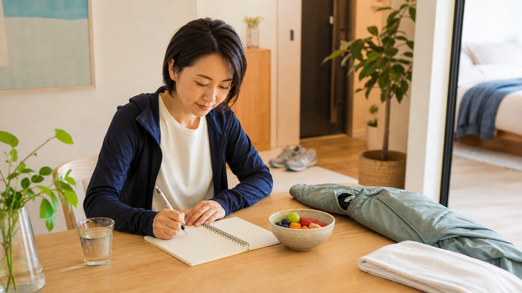 これからの健康管理について無理のない計画を考える女性