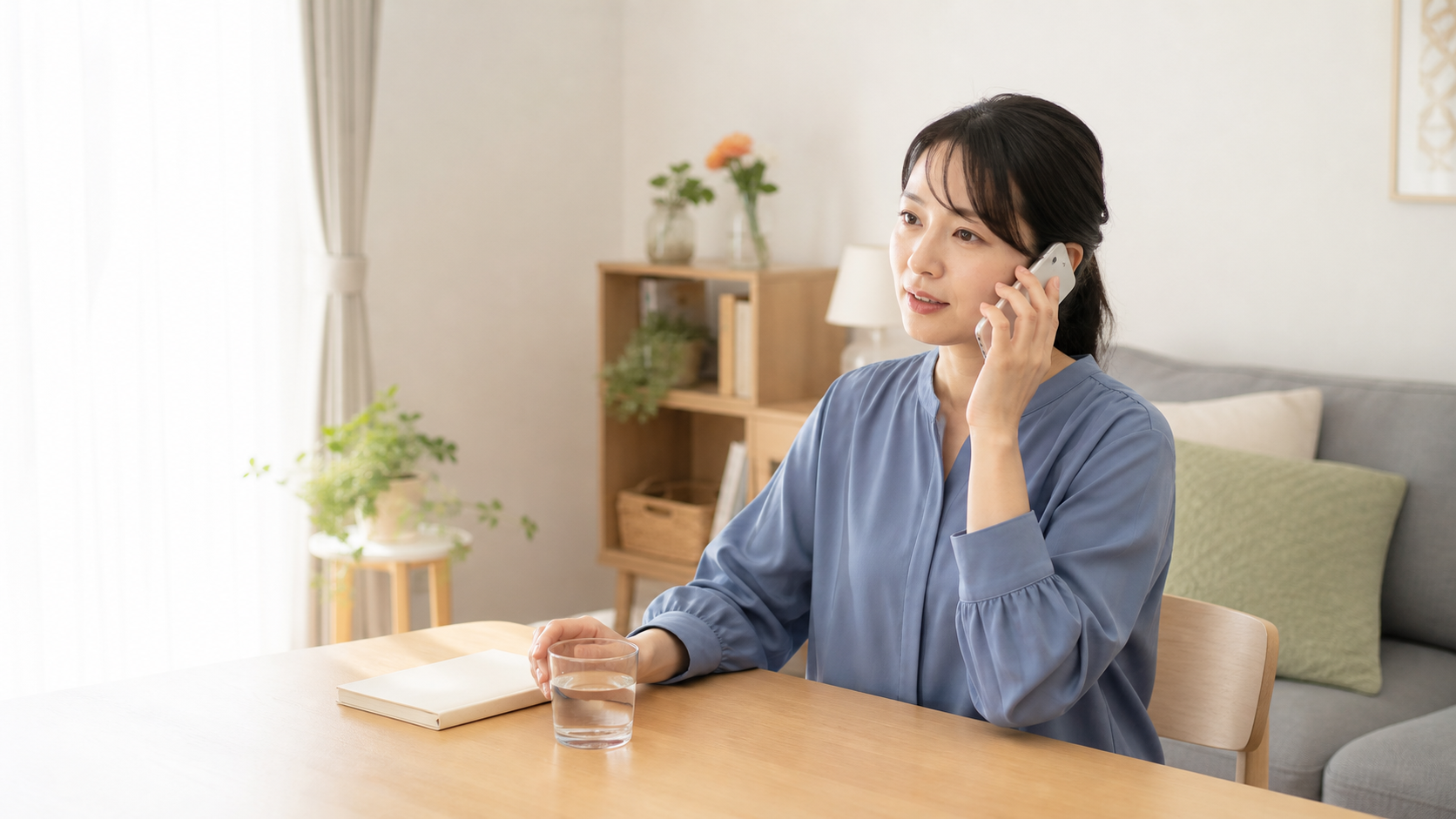 治療中の気になる症状について医療機関へ電話で相談する女性