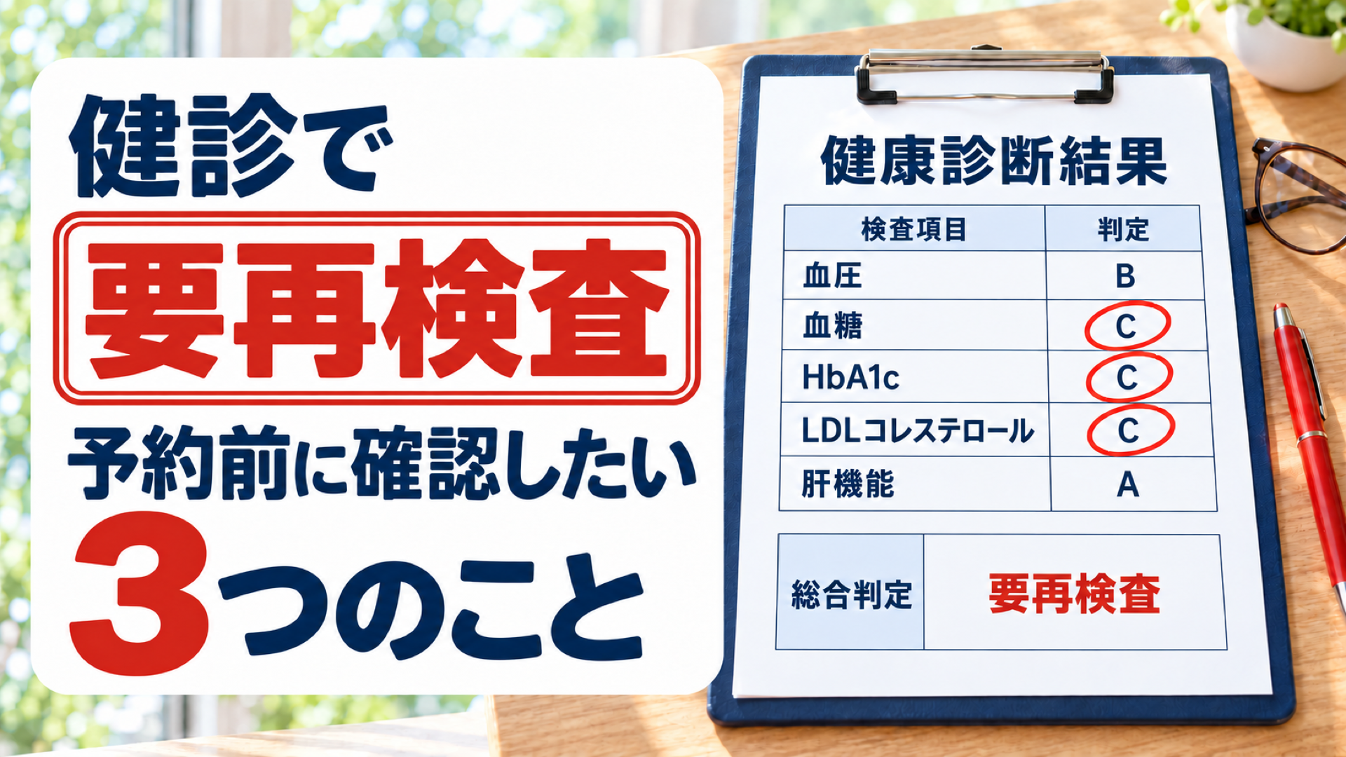 健診で「要再検査」予約前に確認したい3つのこと（総合判定が要再検査の健康診断結果）